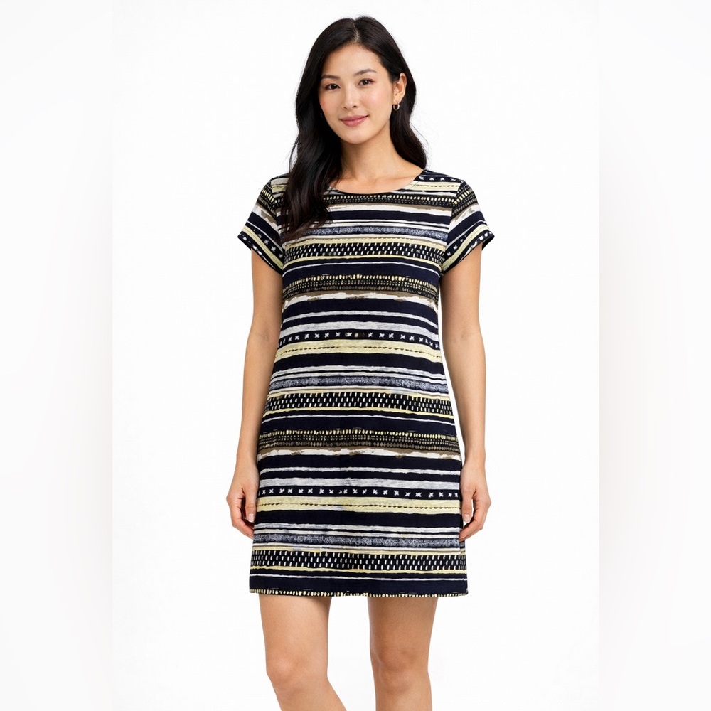 SIMONS Twik Navy, Yellow and White Raglan Sleeve Mini Dress
